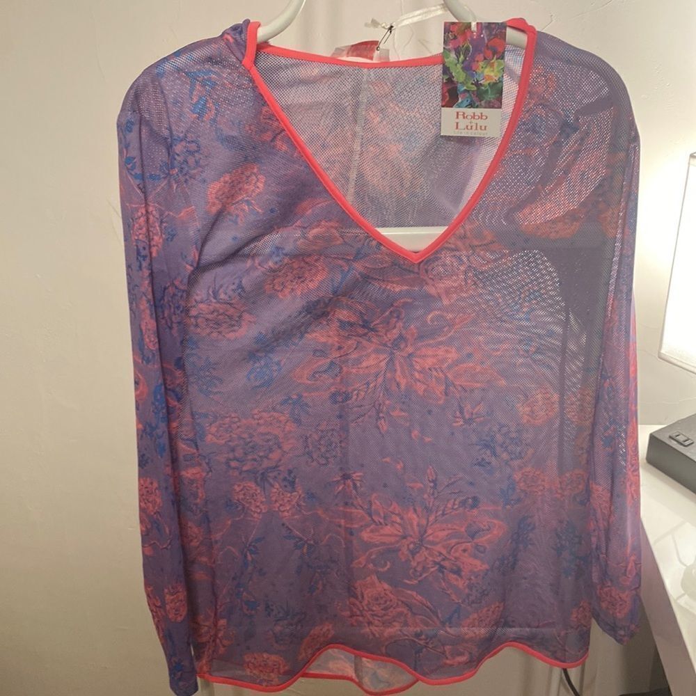 Suzie beach cover up lilac fire with pink binding new size 1 new